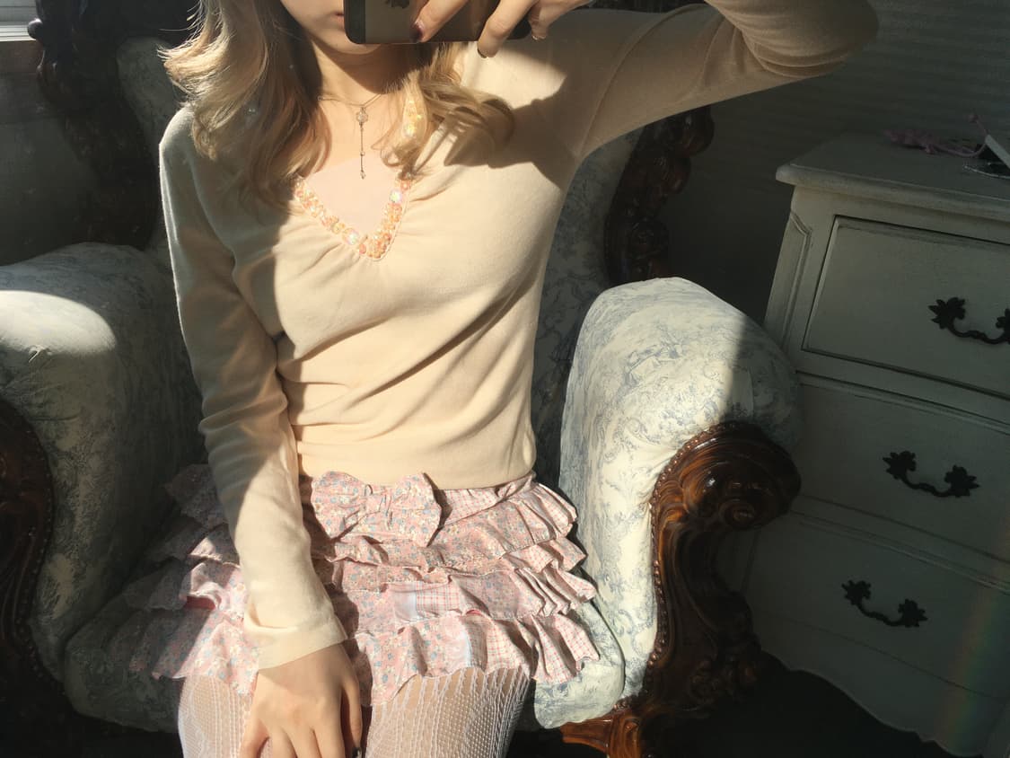 jpn vintage 히메갸루 플로럴 리본 캉캉스커트 상품이미지3