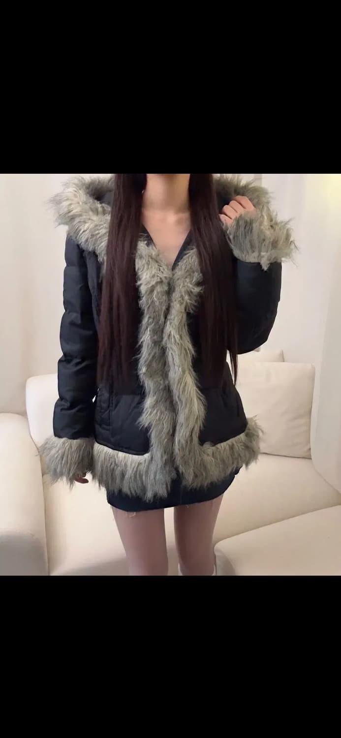 빈티지 퍼후드 패딩점퍼 상품이미지2