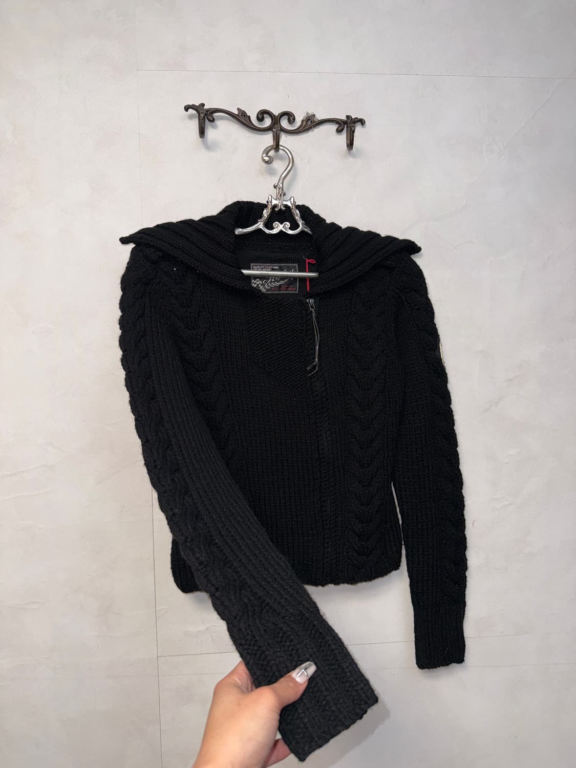 Replay black wool twist knit zipup (새제품) 상품이미지3
