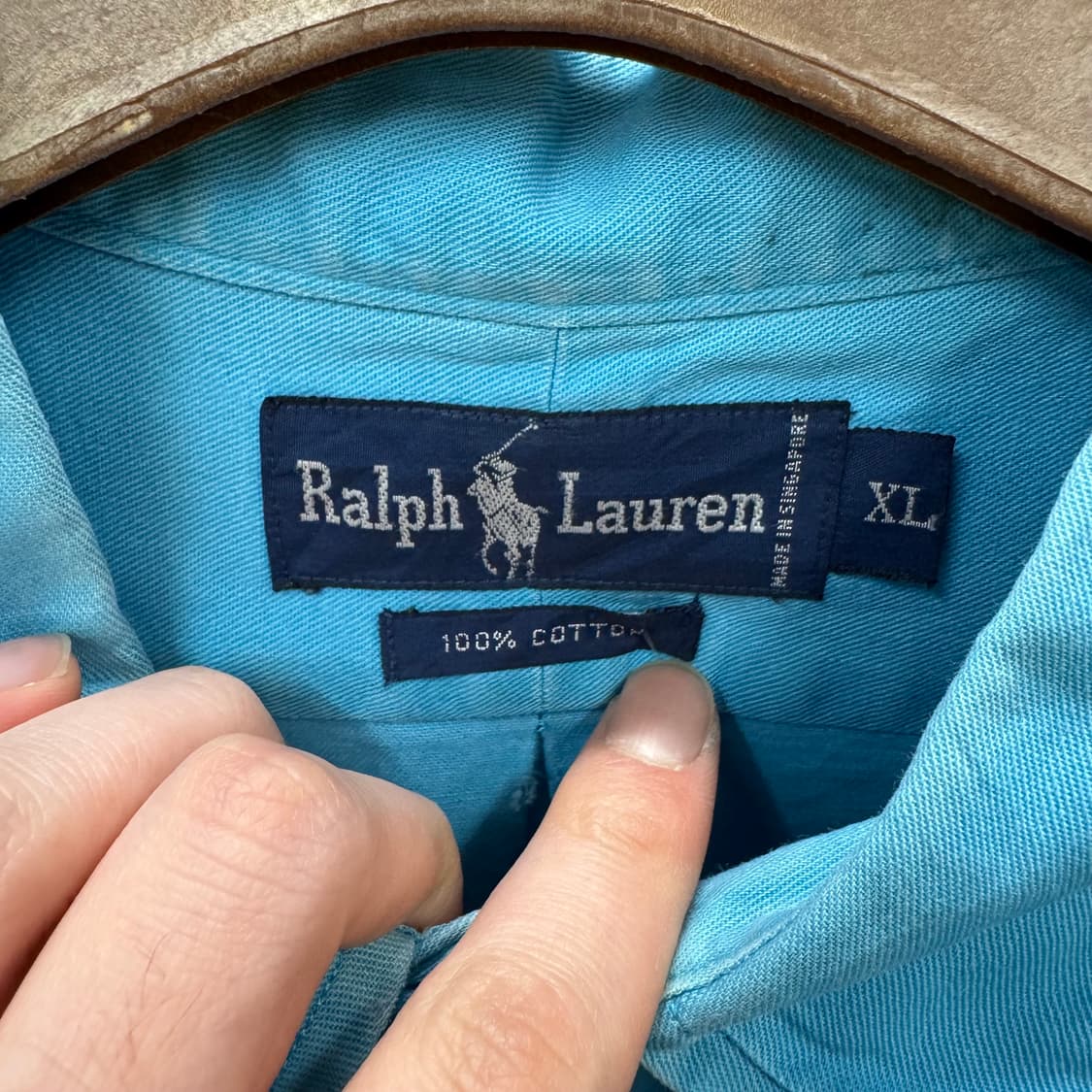 폴로 랄프로렌 솔리드 긴팔 셔츠 옐로우 포니 포인트 스카이블루 상품이미지6