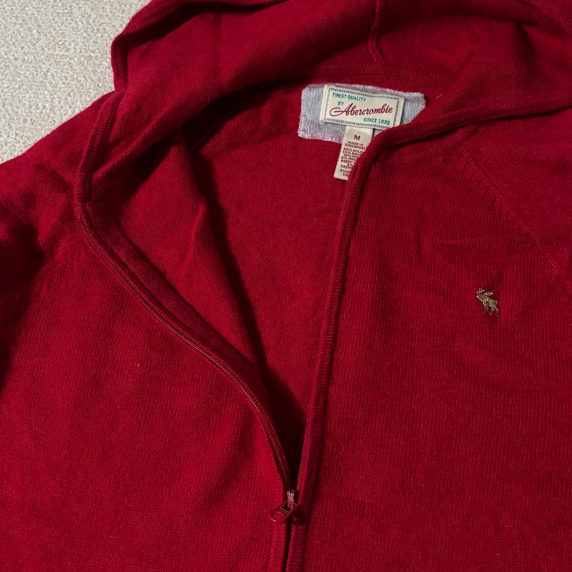 빈티지 아베크롬비 레드 딱붙 니트집업 상품이미지6
