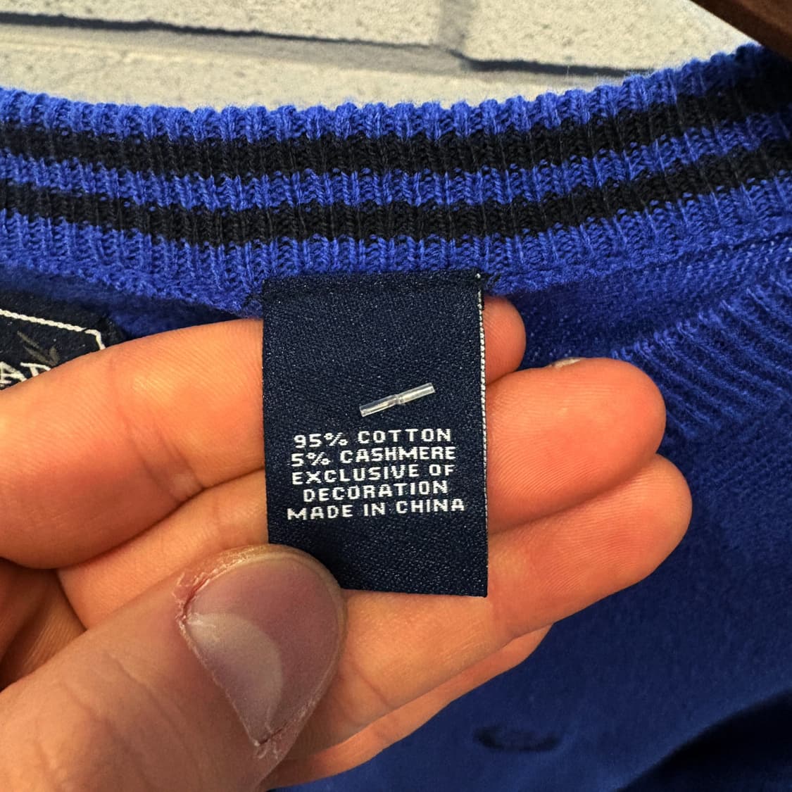 CHAPS 폴로 챕스 브이넥 코튼니트 로렐리스 자수 디테일 블루 상품이미지8