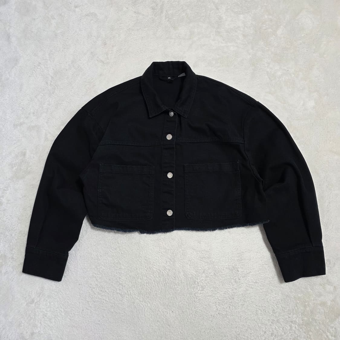 (M)여성 H&M 블랙 크롭 데님 자켓 상품이미지1
