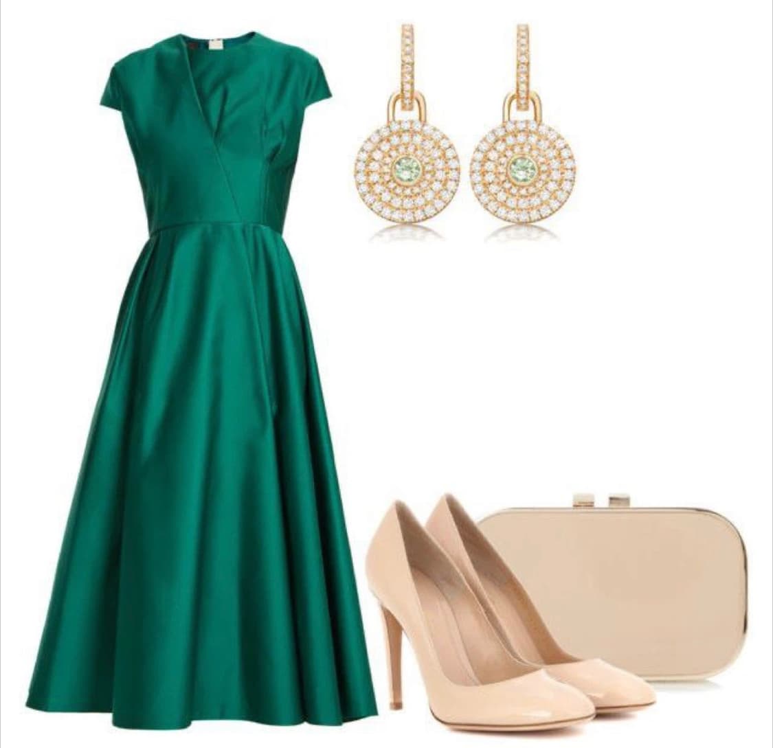 ROCHAS 로샤스 그린 새틴 드레스 42사이즈 상품이미지1