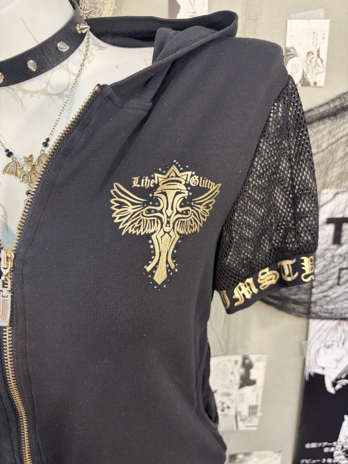 Gothic mesh wing lettering hood zip up 상품이미지10
