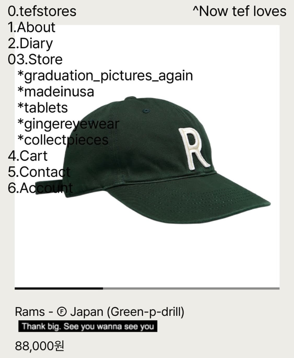 [M]테프스토어즈(tedstores) Rams 볼캡 그린 상품이미지1