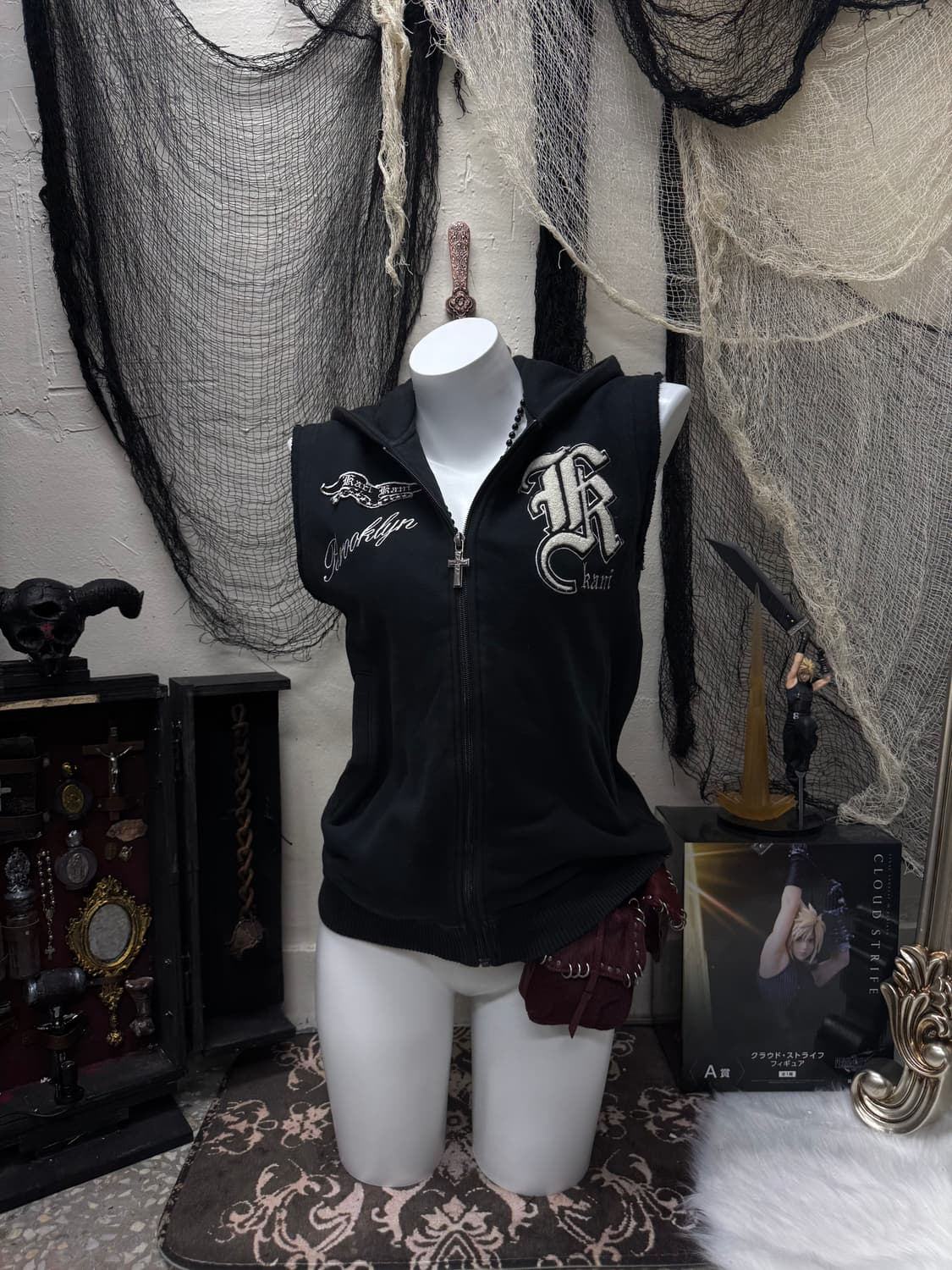 90s Karl kani cross zipper sleeveless ho 상품이미지1