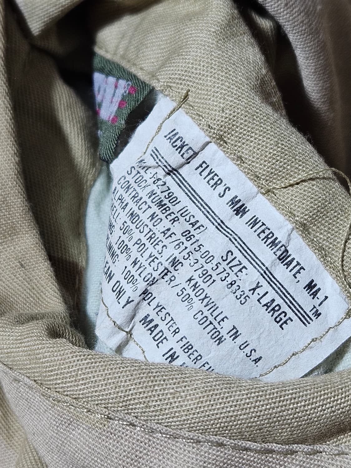 1990's 알파인더스트리 데저트 카모 사막 MA-1 XL 상품이미지5