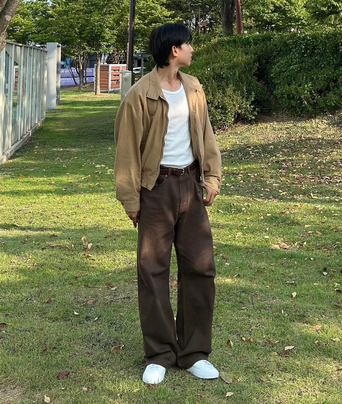 노이즈 워시드 헤링턴 점퍼 베이지 상품이미지5