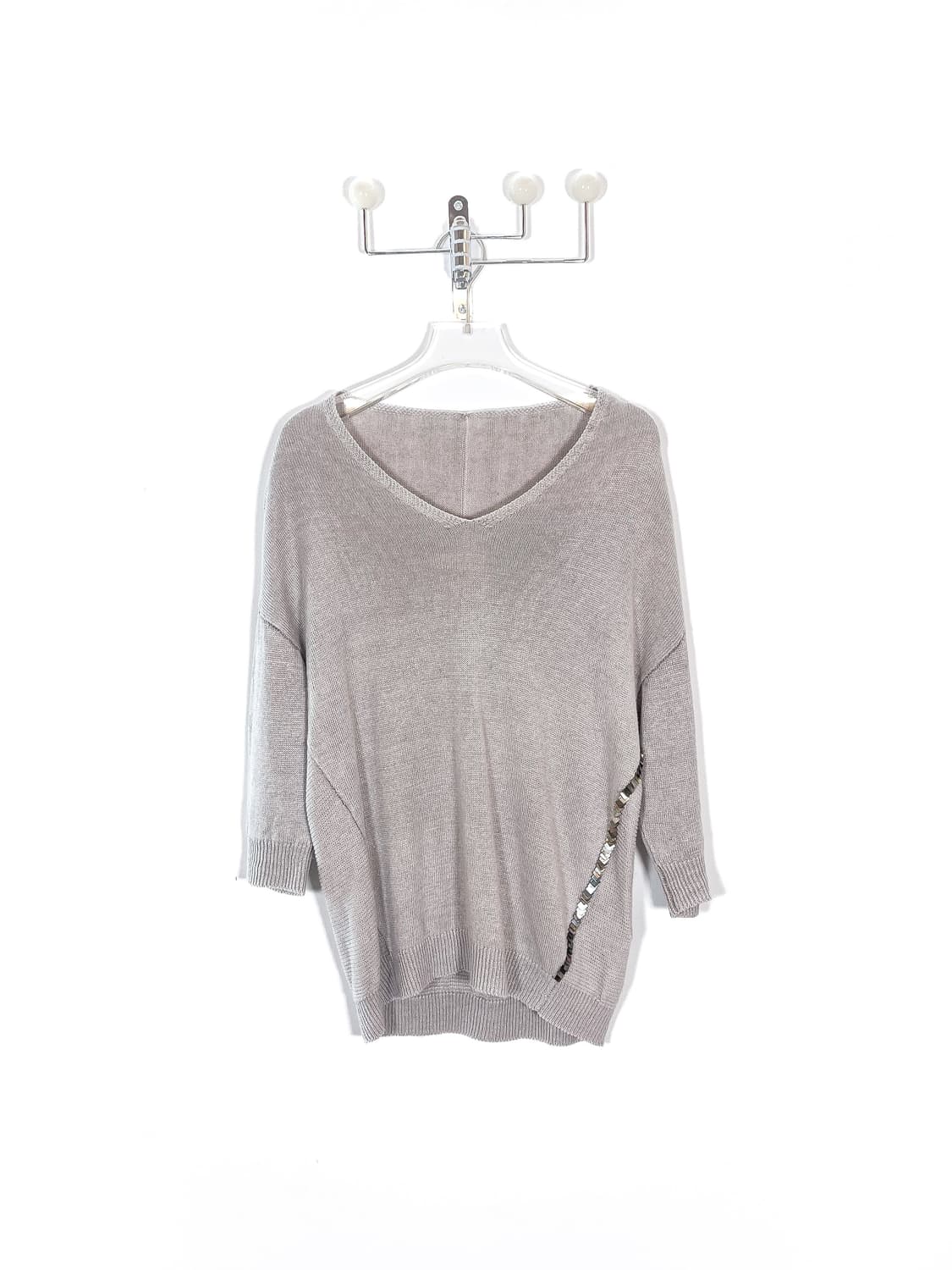 빈티지 비즈 브이넥 린넨 니트 상품이미지5