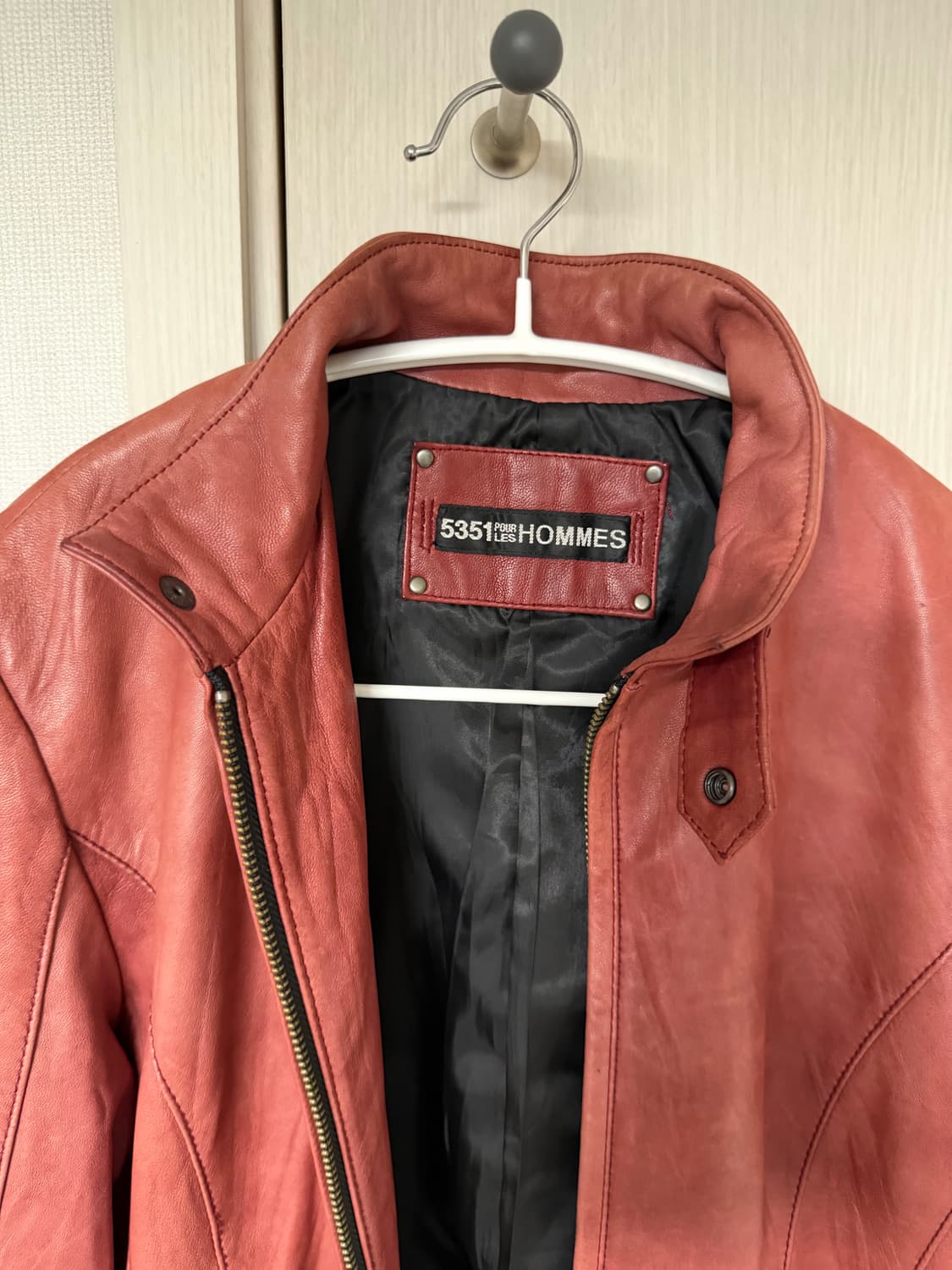 Red Lambskin Leather Jacket 상품이미지3