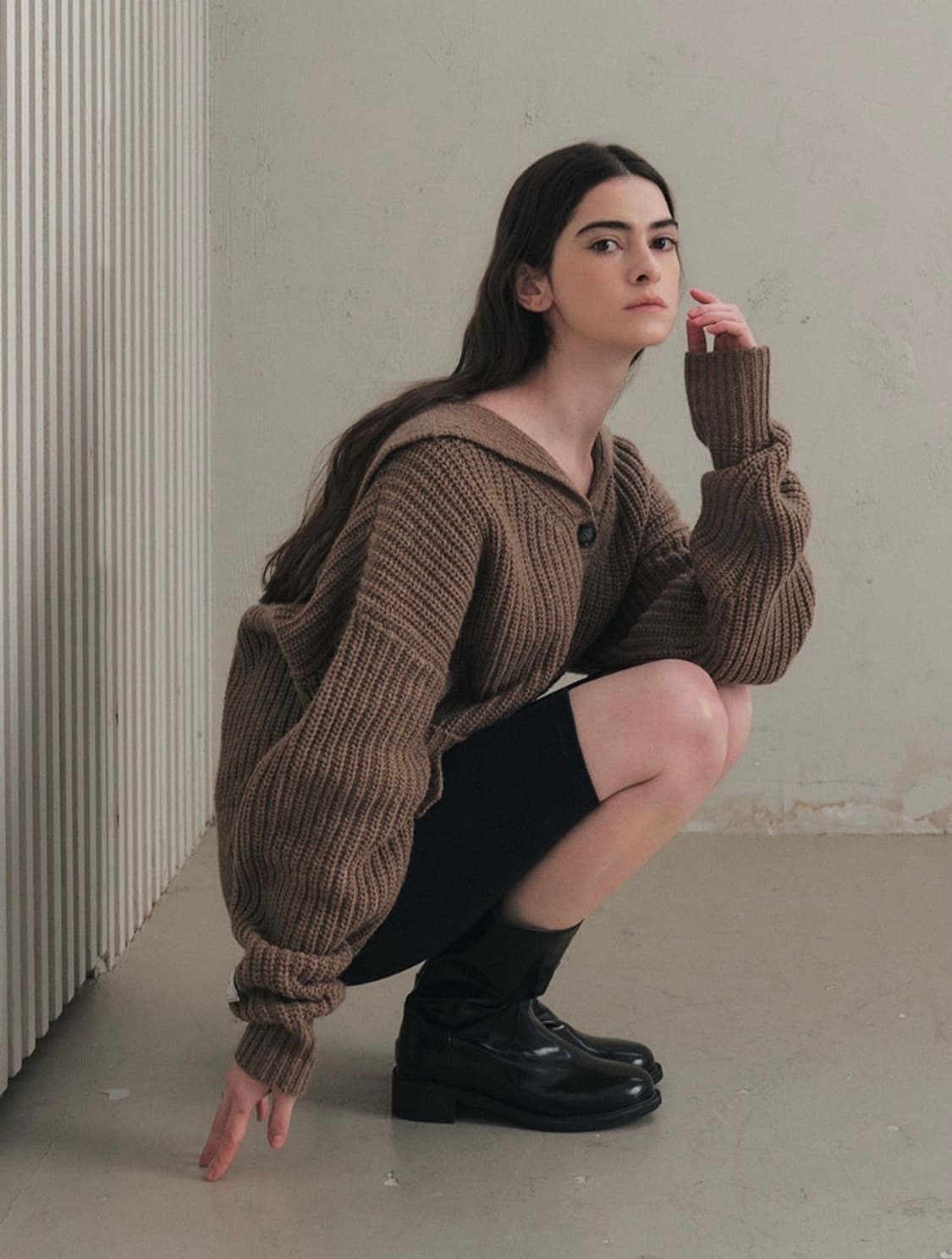 시티브리즈 투포켓 세일러 가디건 브라운 새상품 상품이미지7