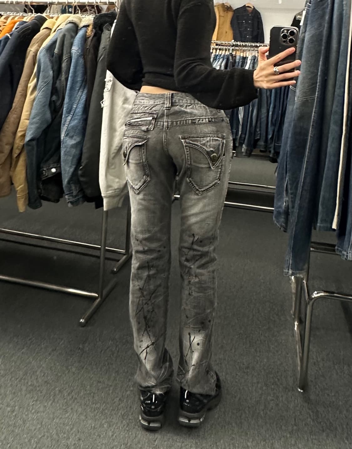 L)Blow By Blue 일본 y2k 빈티지 흑청 데님 팬츠 상품이미지2