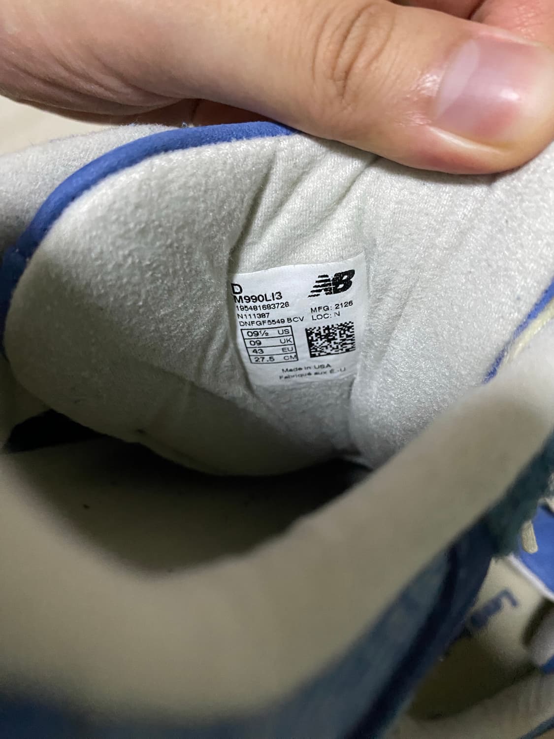 뉴발란스 x 리바이스 990v3 블루 275 상품이미지4