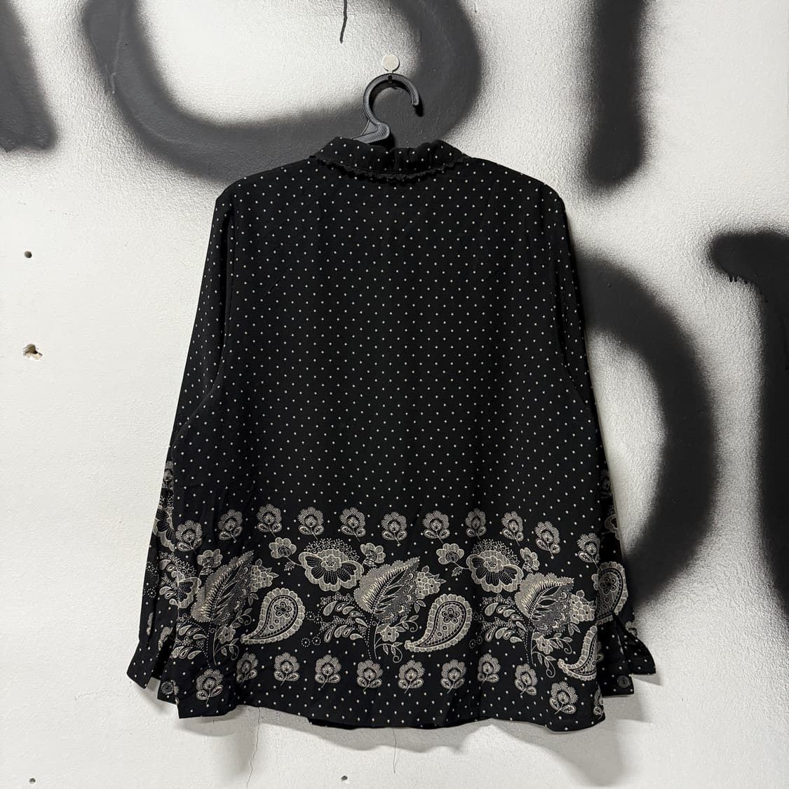 VTG 빈티지 도트 페이즐리 패턴 레이스 카라 긴팔 셔츠 상품이미지2