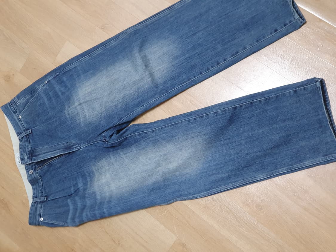 (3) 러프사이드 드레이프 데님팬츠 미디엄블루 상품이미지2