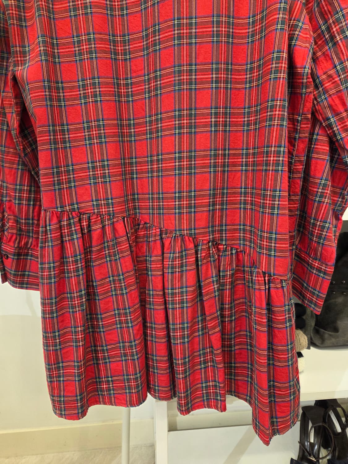 자라 체크 셔링 언발란스 셔츠겸 원피스 상품이미지9