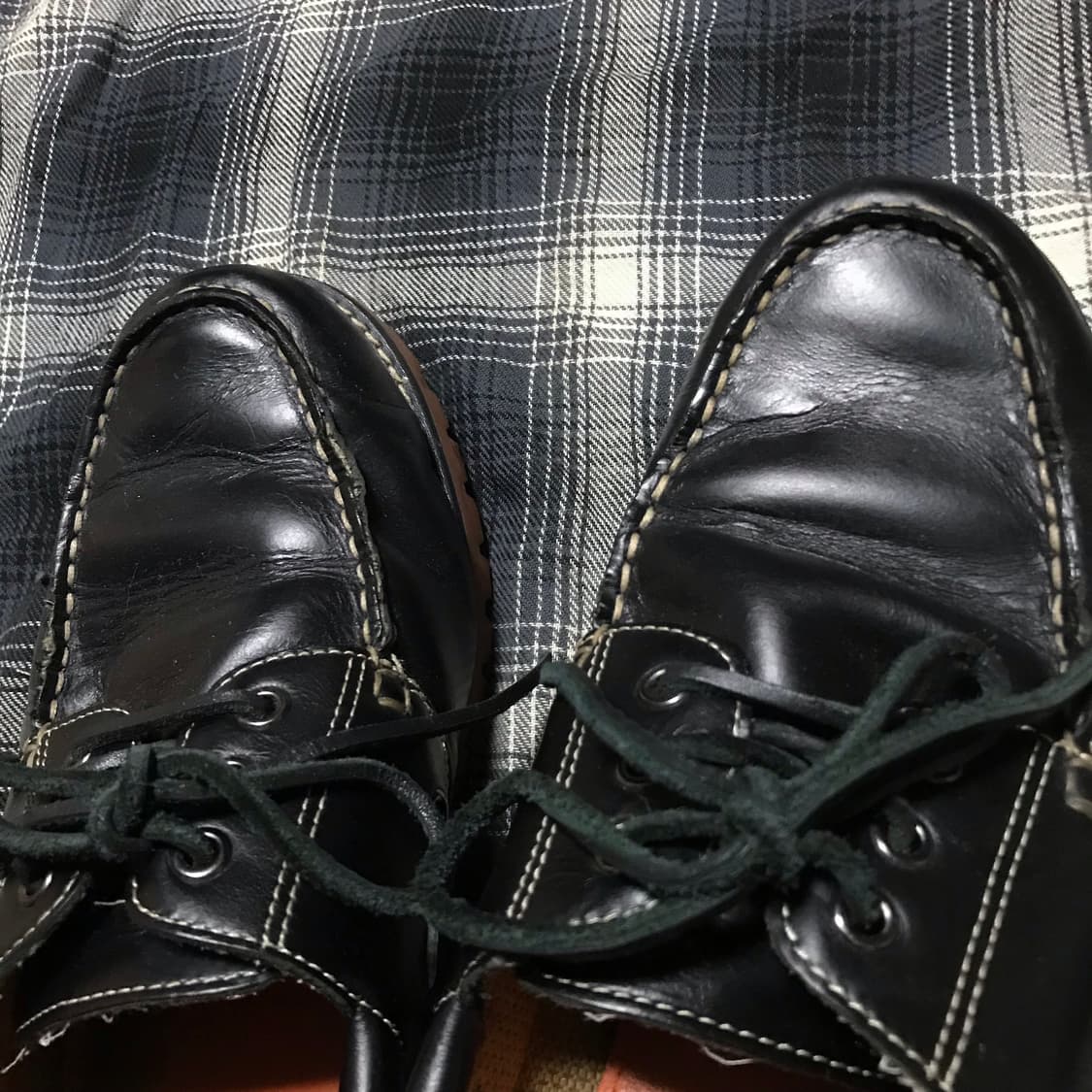 00s 재팬 리얼 카우레더 검솔 보트슈즈 블랙 상품이미지4