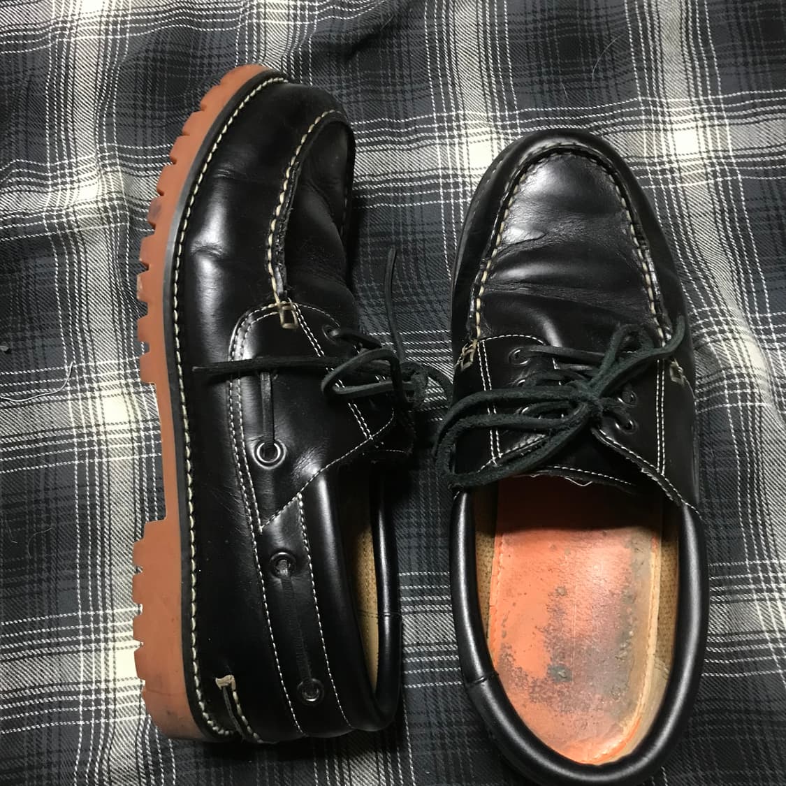 00s 재팬 리얼 카우레더 검솔 보트슈즈 블랙 상품이미지2
