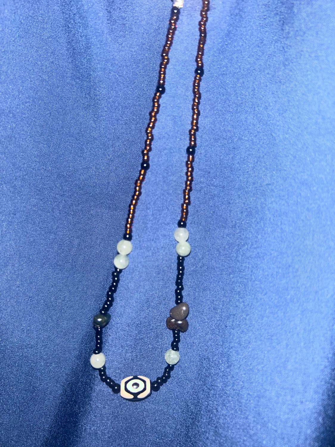 빈티지 비즈 원석 포인트 브라운 목걸이 / b necklace 상품이미지2