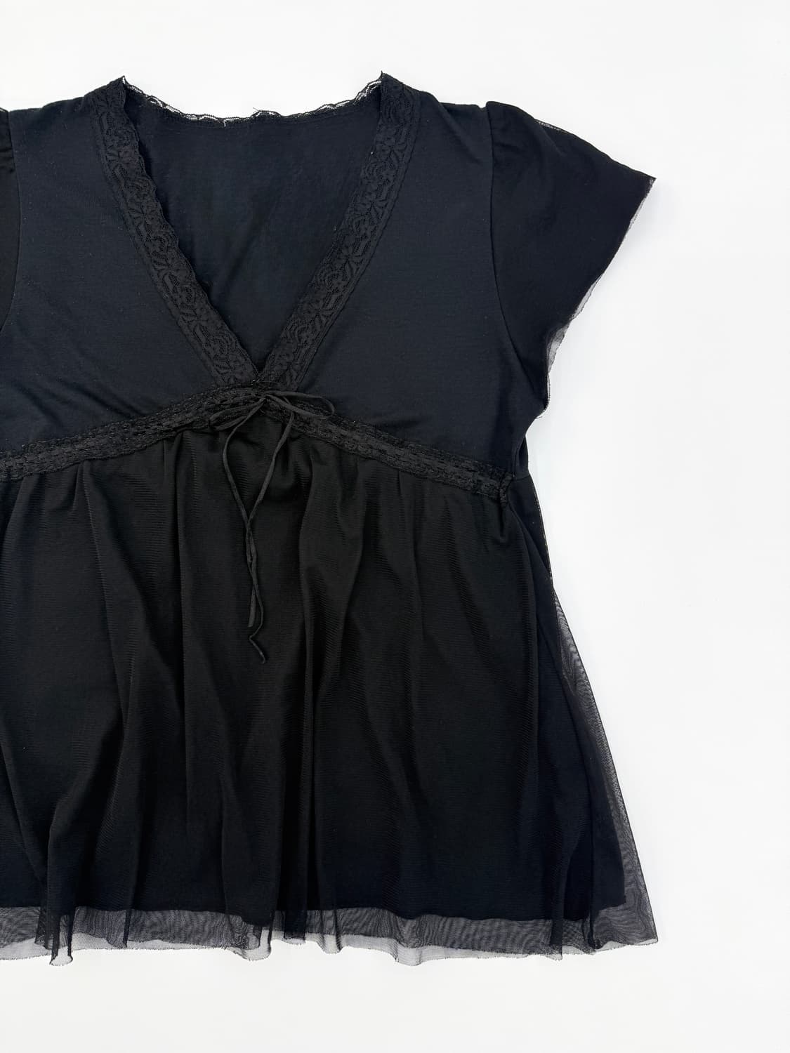 빈티지 블랙 레이스 리본 블라우스 상품이미지4