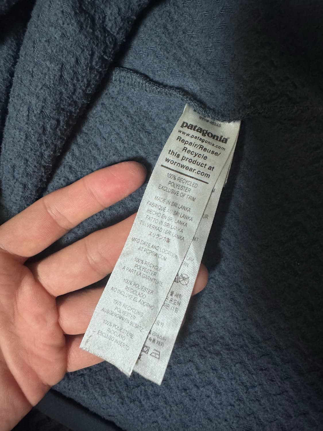 파타고니아 R1 에어 집 넥 스몰더 블루 L 상품이미지8