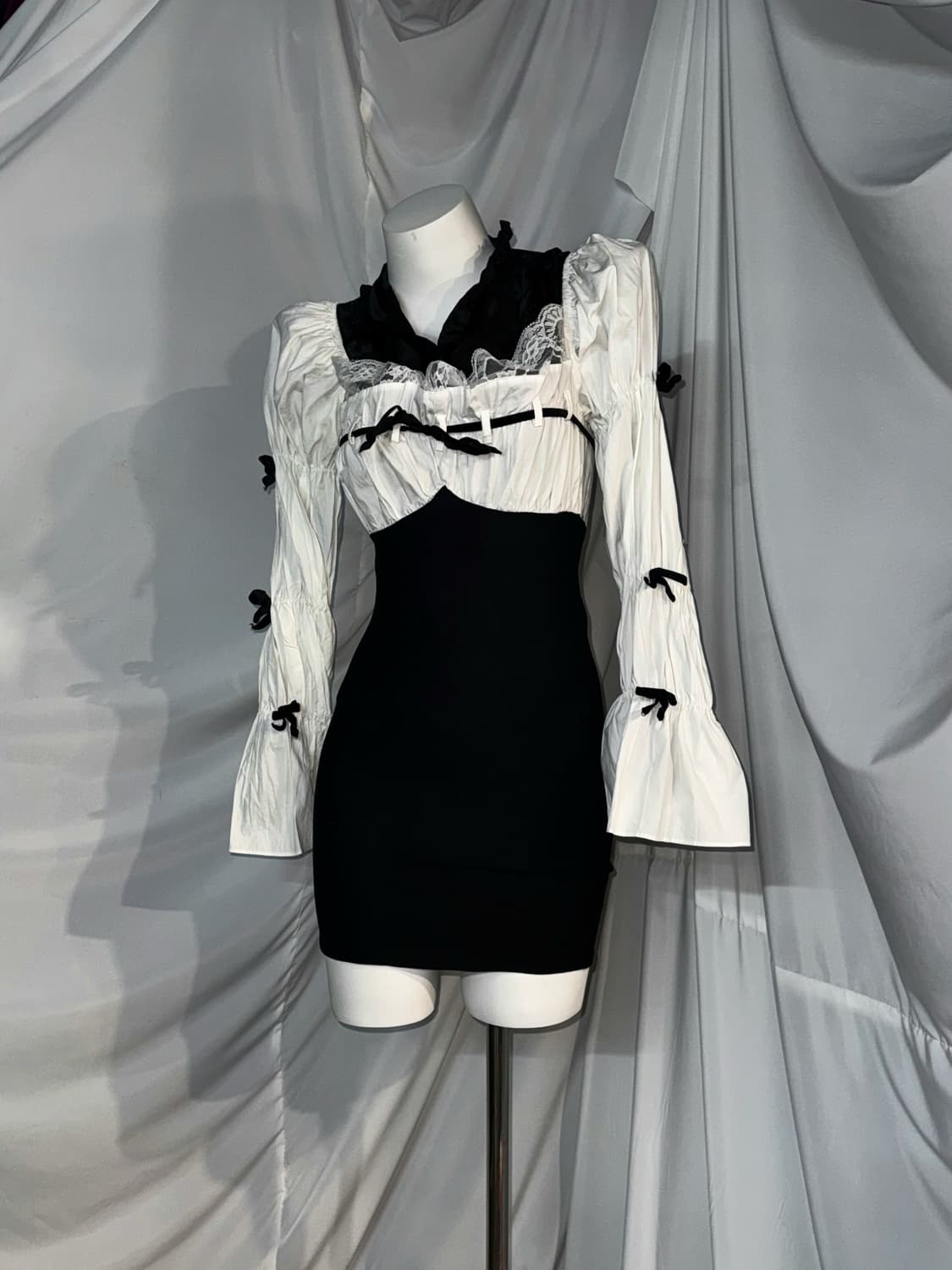 무채색 캐캐체 세라깔 고스고딕 데일리 로리 레이스 프릴 코디세트 상품이미지5