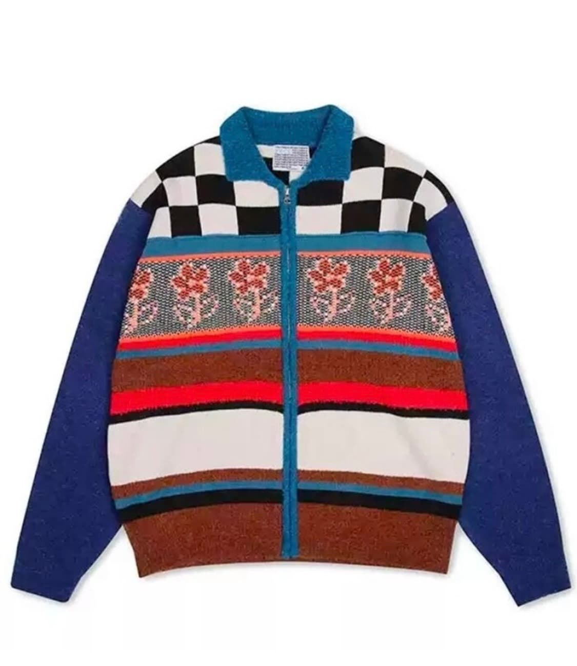 YOUTH BATH 유쓰배쓰 카라 체커보드 가디건 네이비 집업 L 상품이미지1