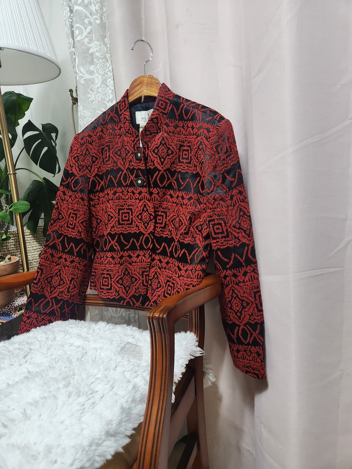 MILAN DONNA 패턴 자켓 레드 블랙 상품이미지7
