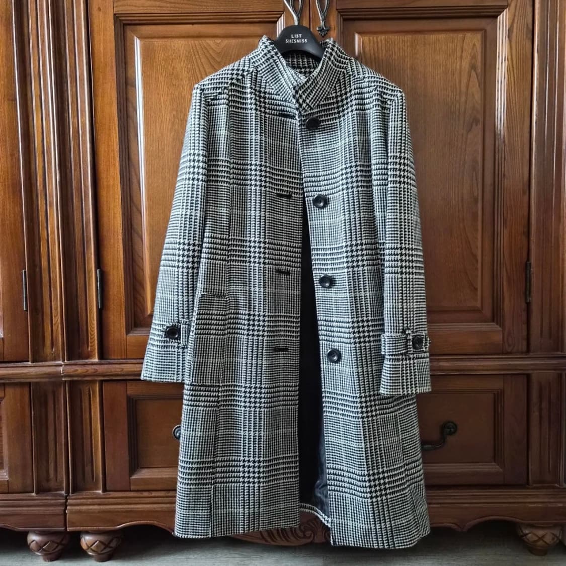 DESTIJL 체크 롱 코트 상품이미지1