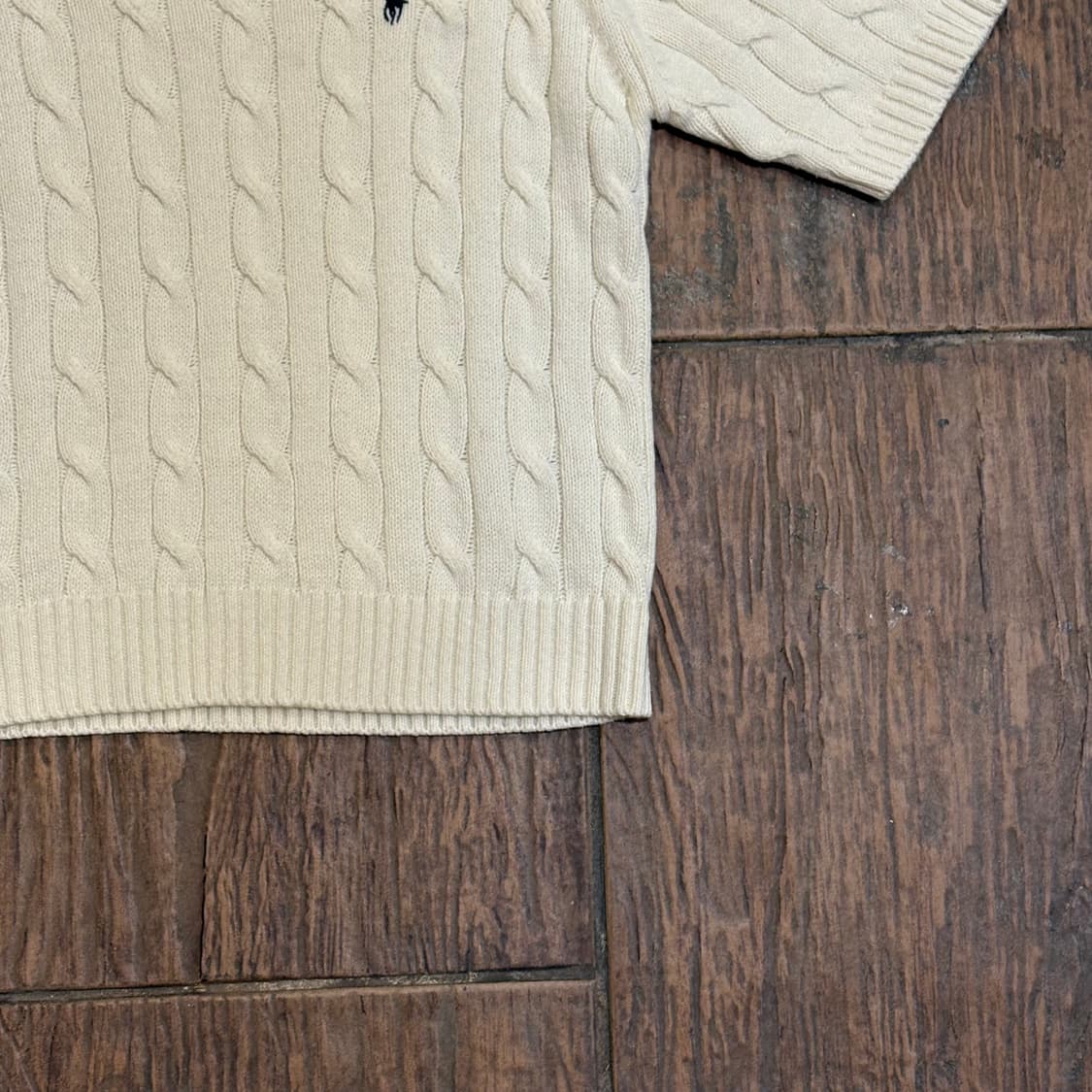 [HI] Polo 폴로 케이블 반팔 니트 화이트 상품이미지2