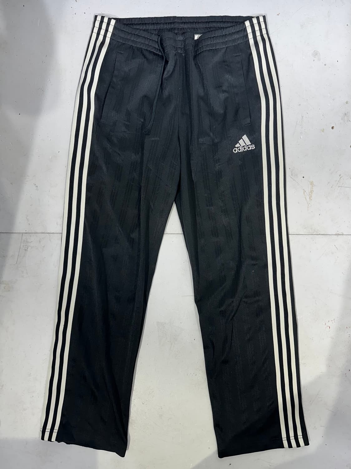 아디다스 블랙 화이트 삼선 와이드 팬츠 XL 상품이미지4