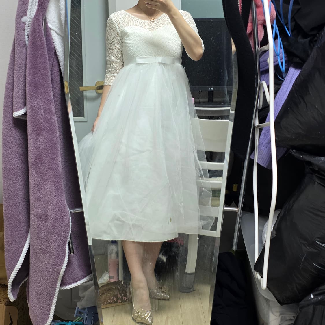 일본빈티지)웨딩무드st 화이트 히메 레이스 샤 파티 아동 드레스 상품이미지4