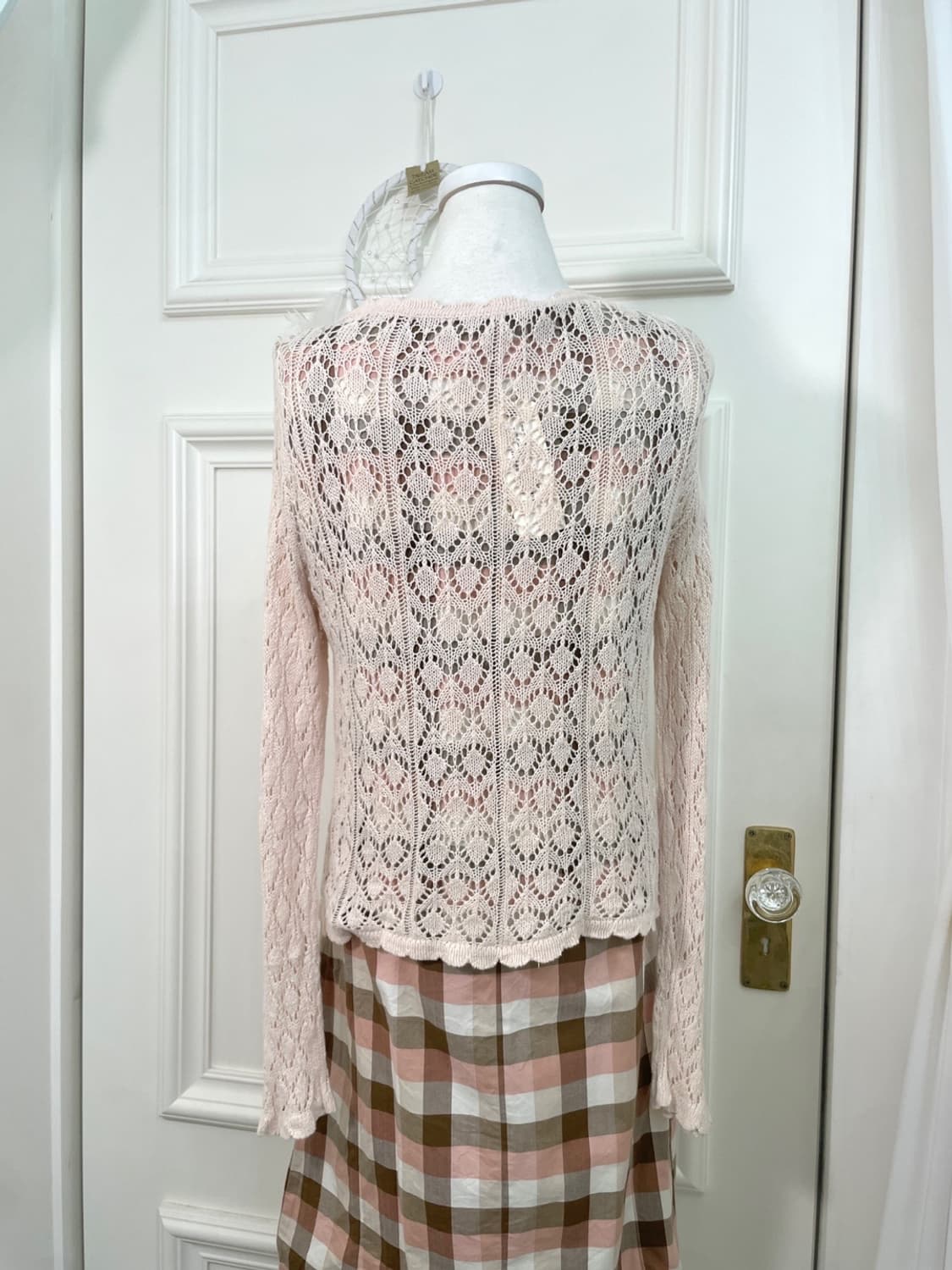 coral pearl button crochet cardigan 상품이미지5