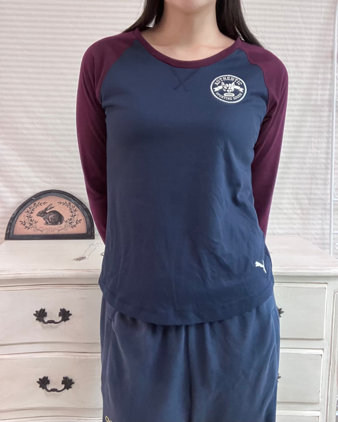 jpn vintage 푸마 퍼플 네이비 롱슬리브 y2k 스트릿 갸루 펑키 상품이미지4