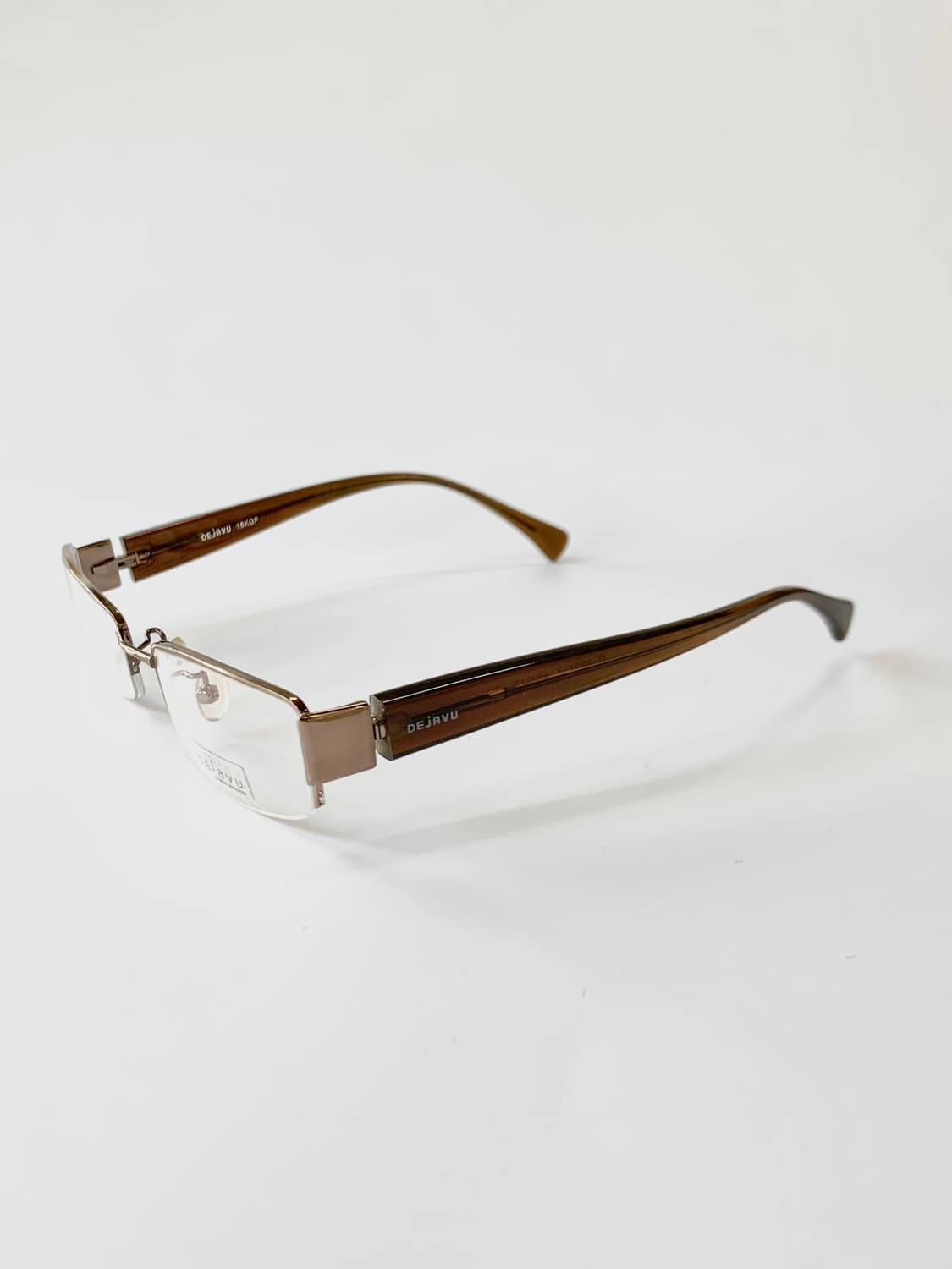 [픽키-636] 데자뷰 브라운 하프림 안경 클래식 메탈 프레임  상품이미지6