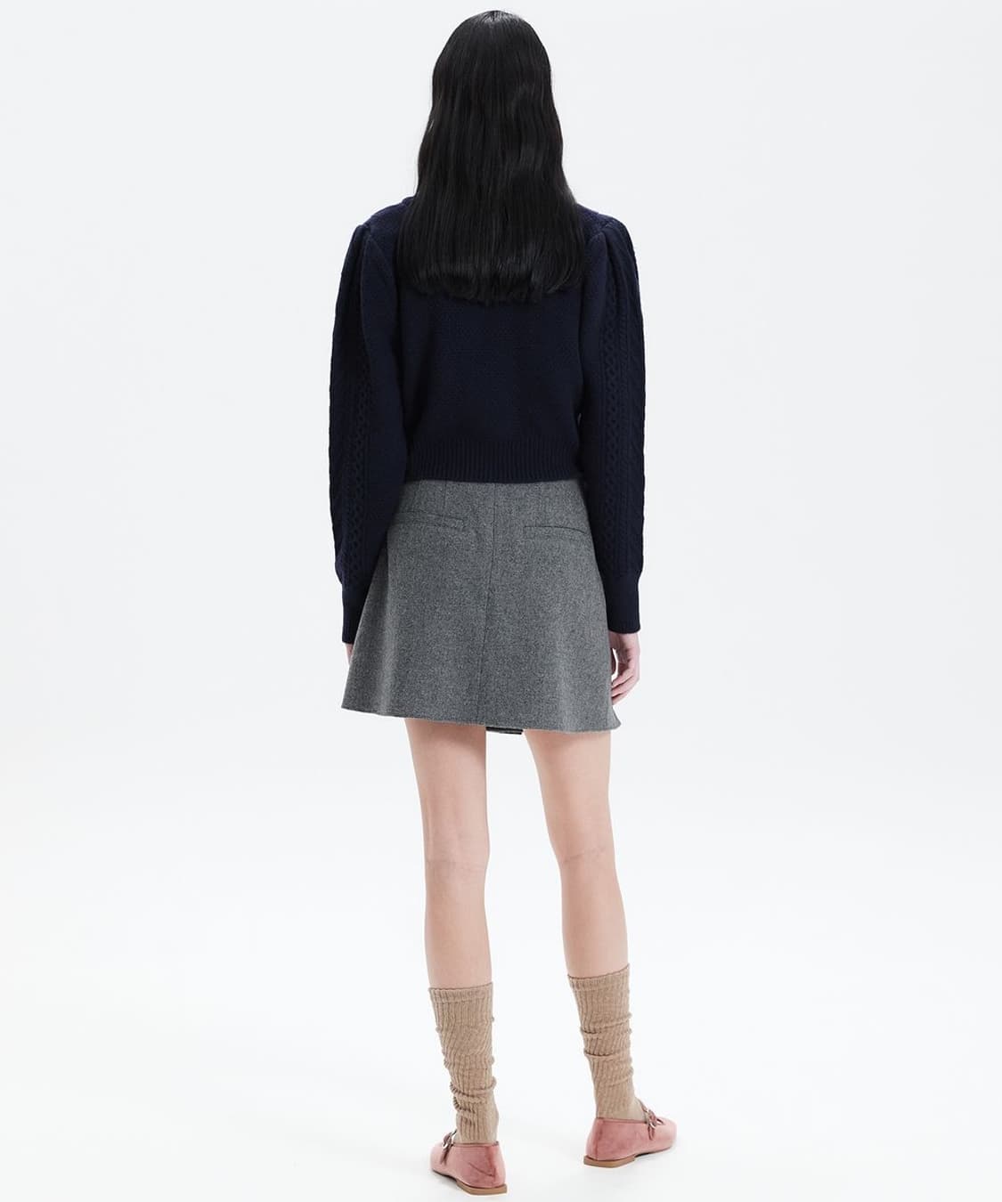 해바이해킴 슈퍼파인울 케이블 니트 가디건 S 네이비 상품이미지2