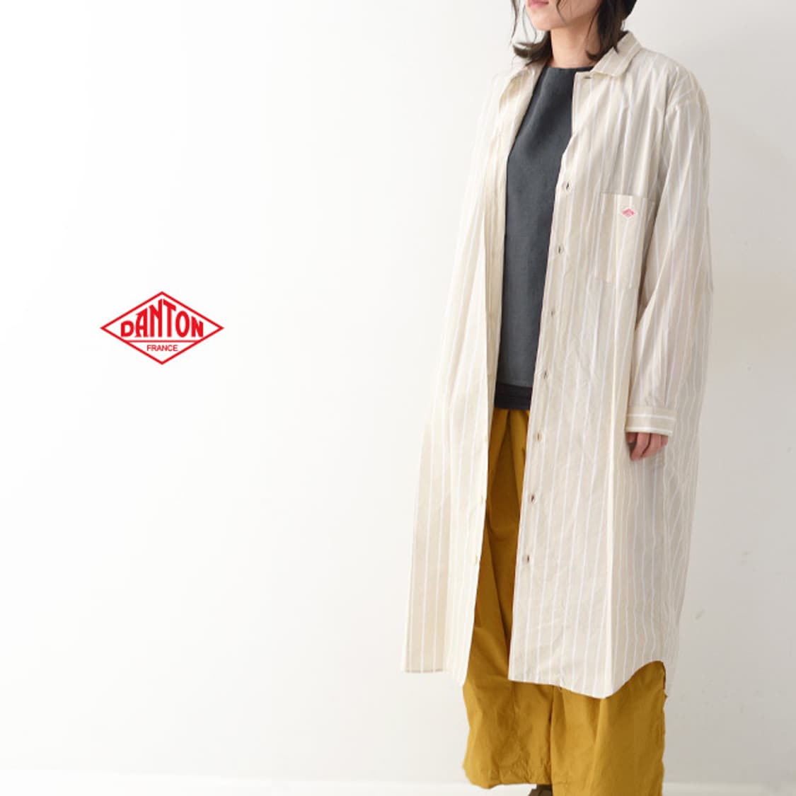 단톤 스트라이프 셔츠 원피스 상품이미지10