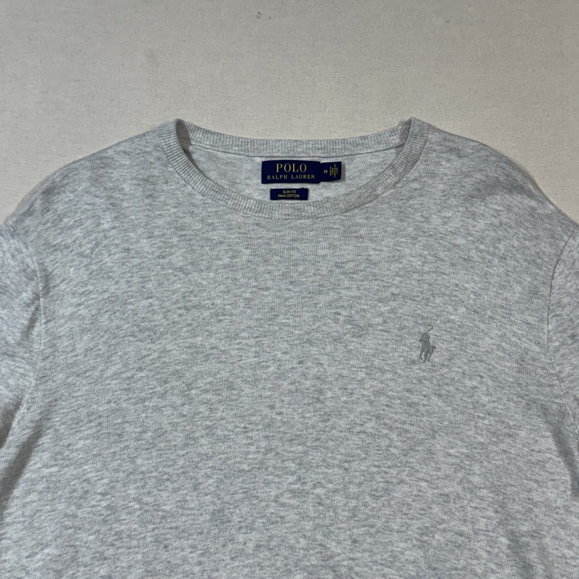M) 폴로 랄프로렌 피마코튼 라이트 그레이 브이넥 니트 상품이미지3