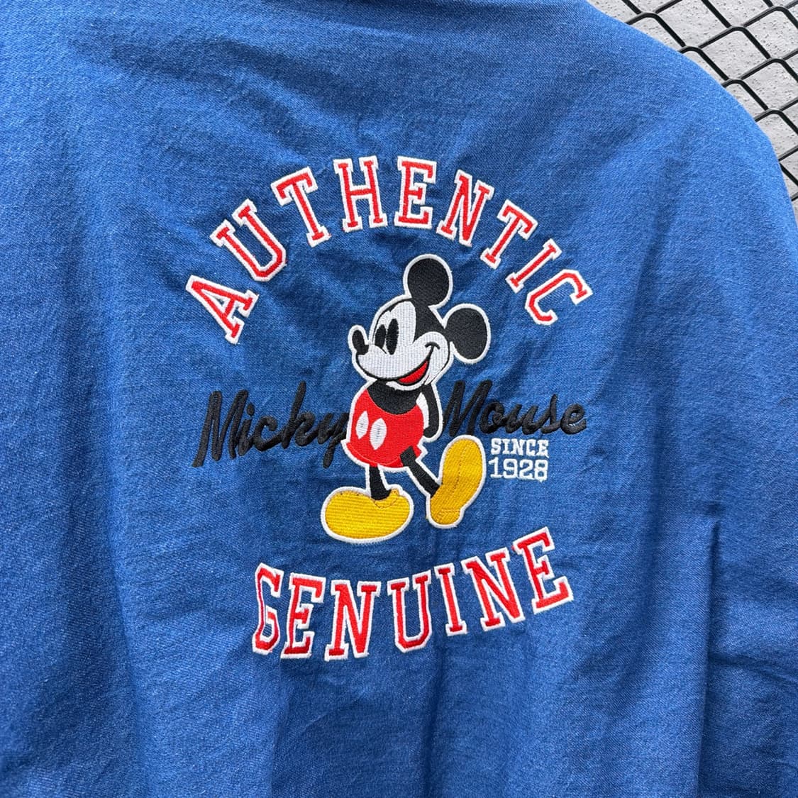 클래식 애슬레틱 데님 바시티 자켓 미키 패치 디테일 블루 상품이미지7