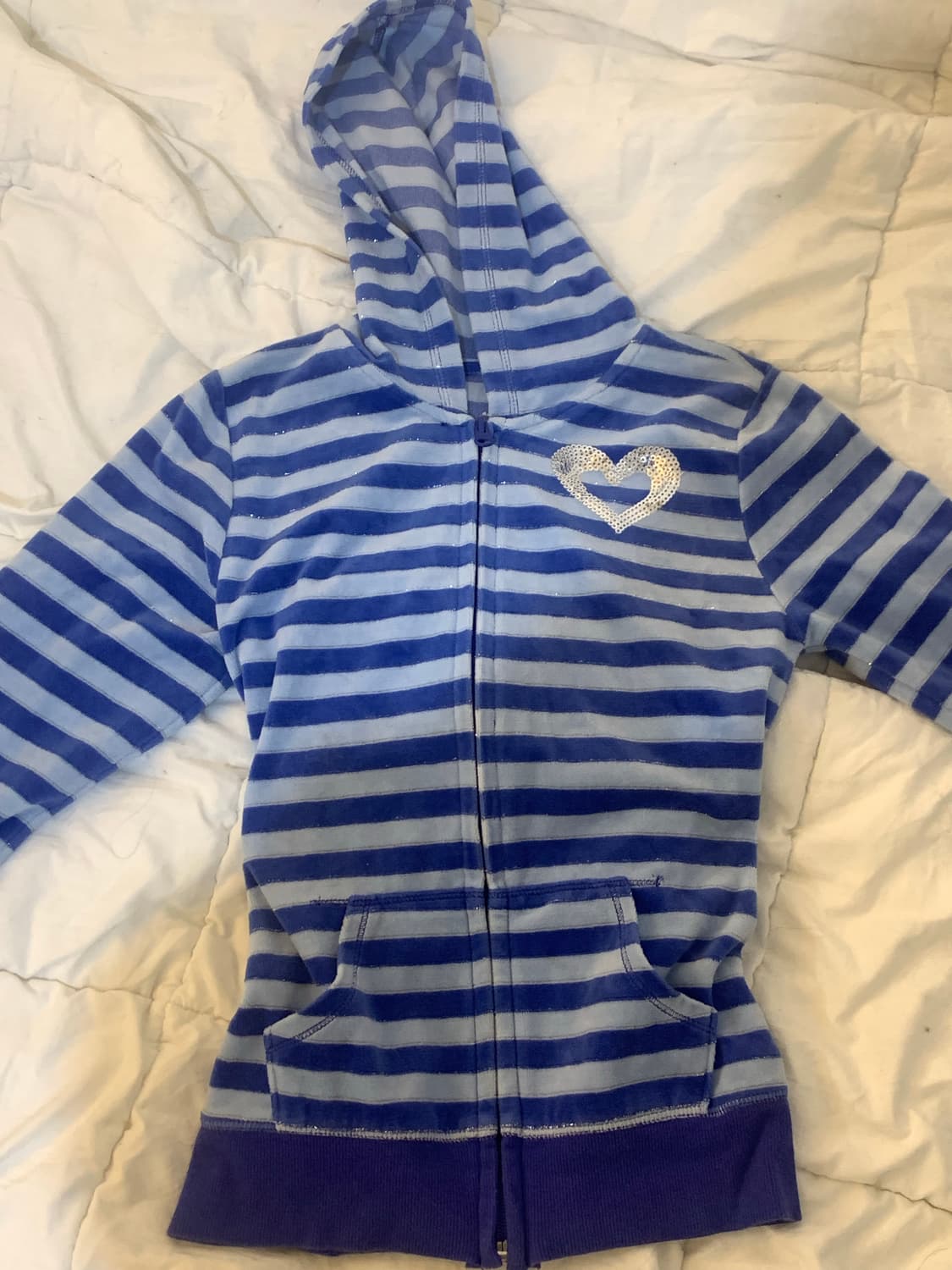 후드집업 블루 앤 스카이블루 스팽글 실버 벨벳 상품이미지1