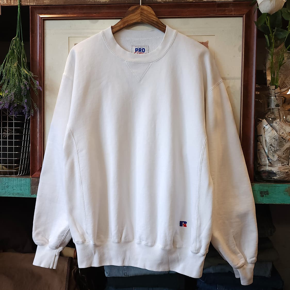 90s 러셀 맨투맨 스웻셔츠 블랭크 헤비 화이트 M 상품이미지2