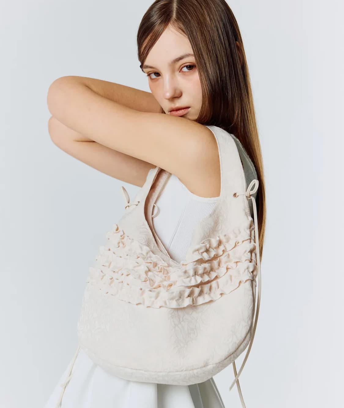 라티젠 숄더백 베이지 L15 JAQUARD FRILL BAG(BEIGE) 상품이미지2