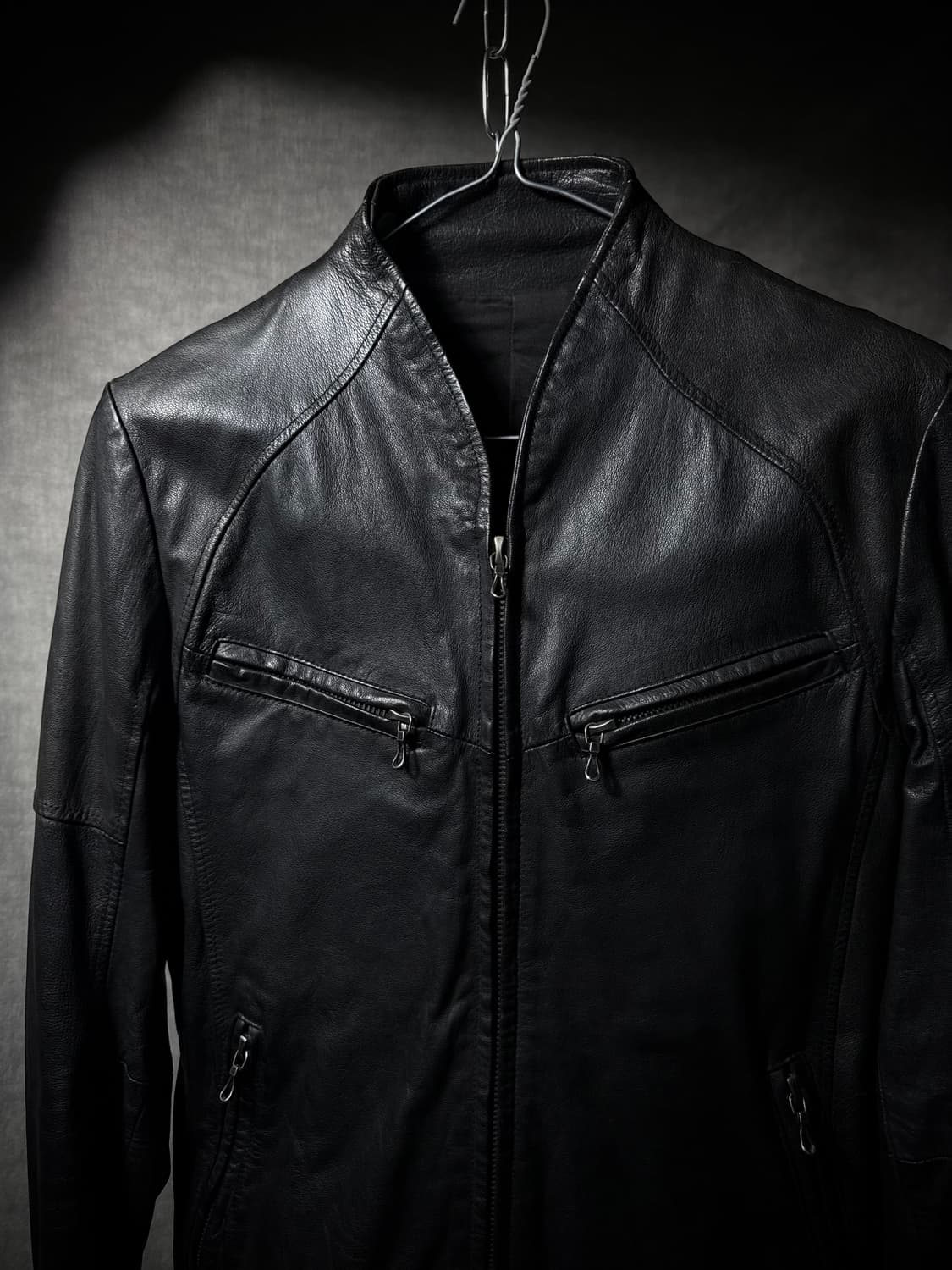 Shellac Goat Leather Stand Collar Jacket 상품이미지4
