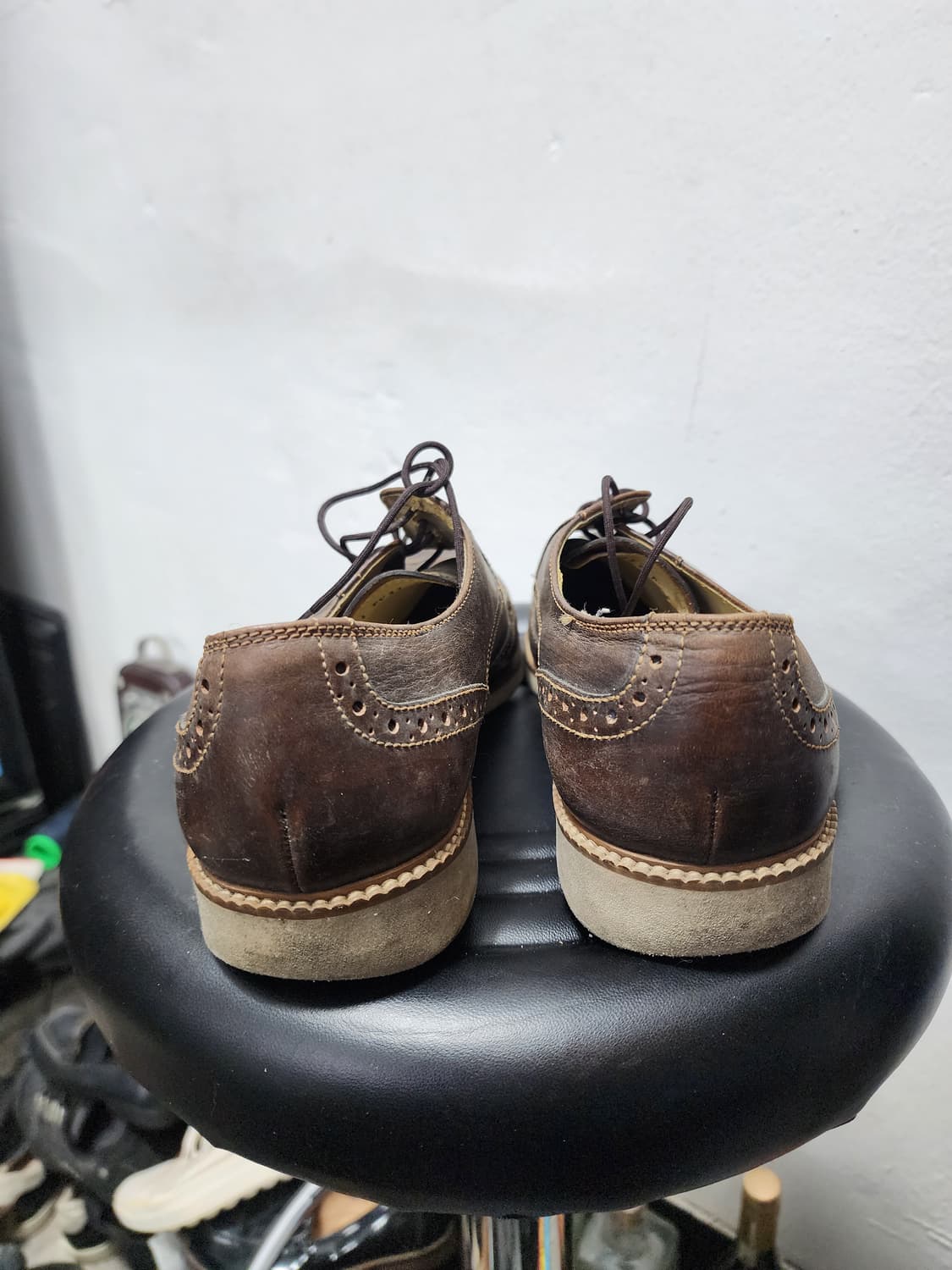 랜드로버 브라운 레더 윙팁 남성 구두 상품이미지3