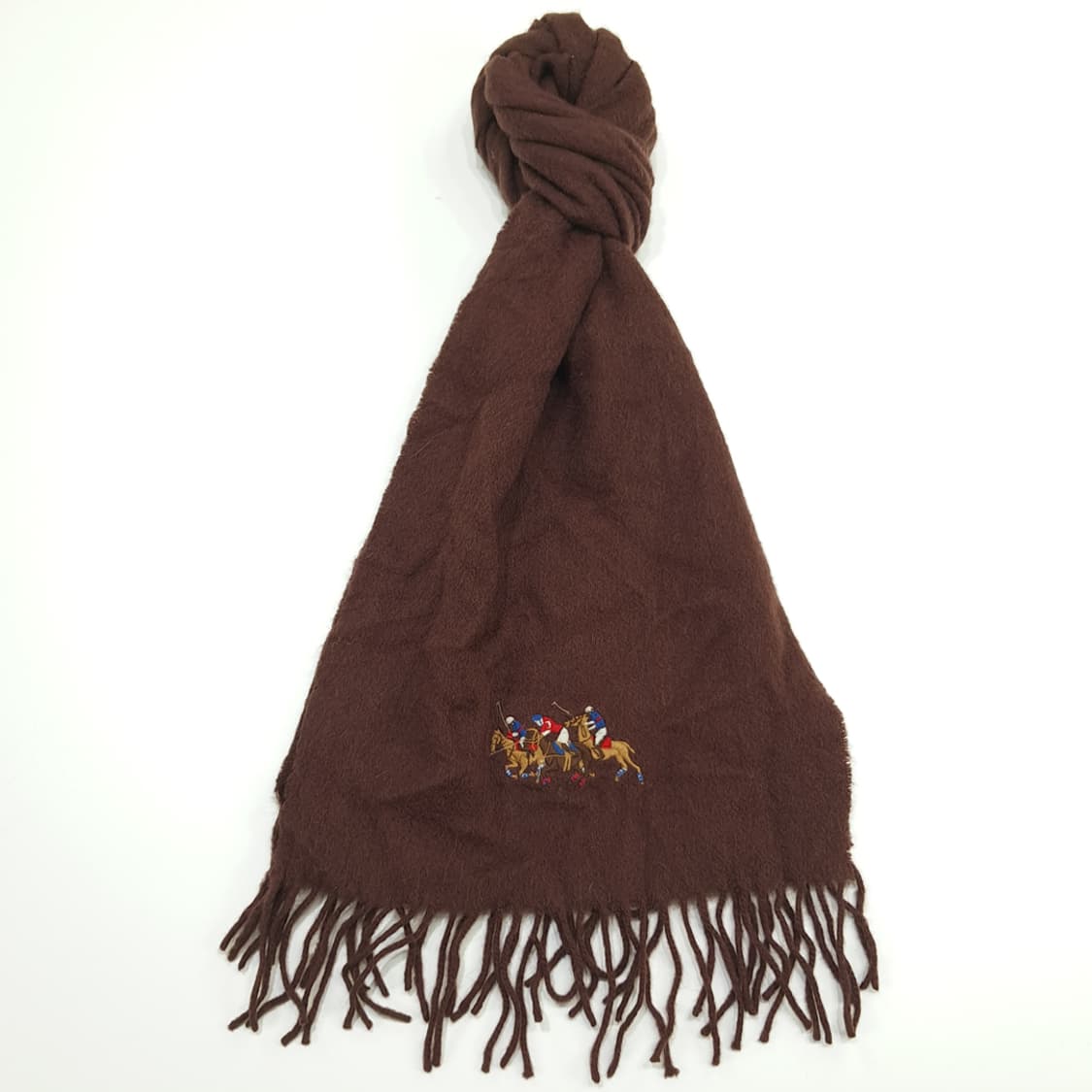 MX147 폴로 랄프로렌 브라운 빅포니 캐시미어 램스울 목도리 머플러 상품이미지1