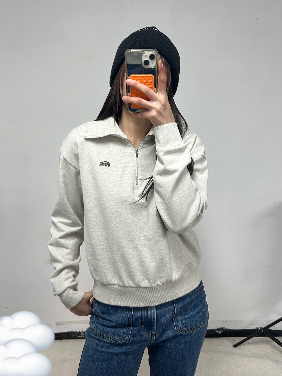 라코스테 하프집업 하이넥 스웻셔츠 맨투맨 그레이 상품이미지2