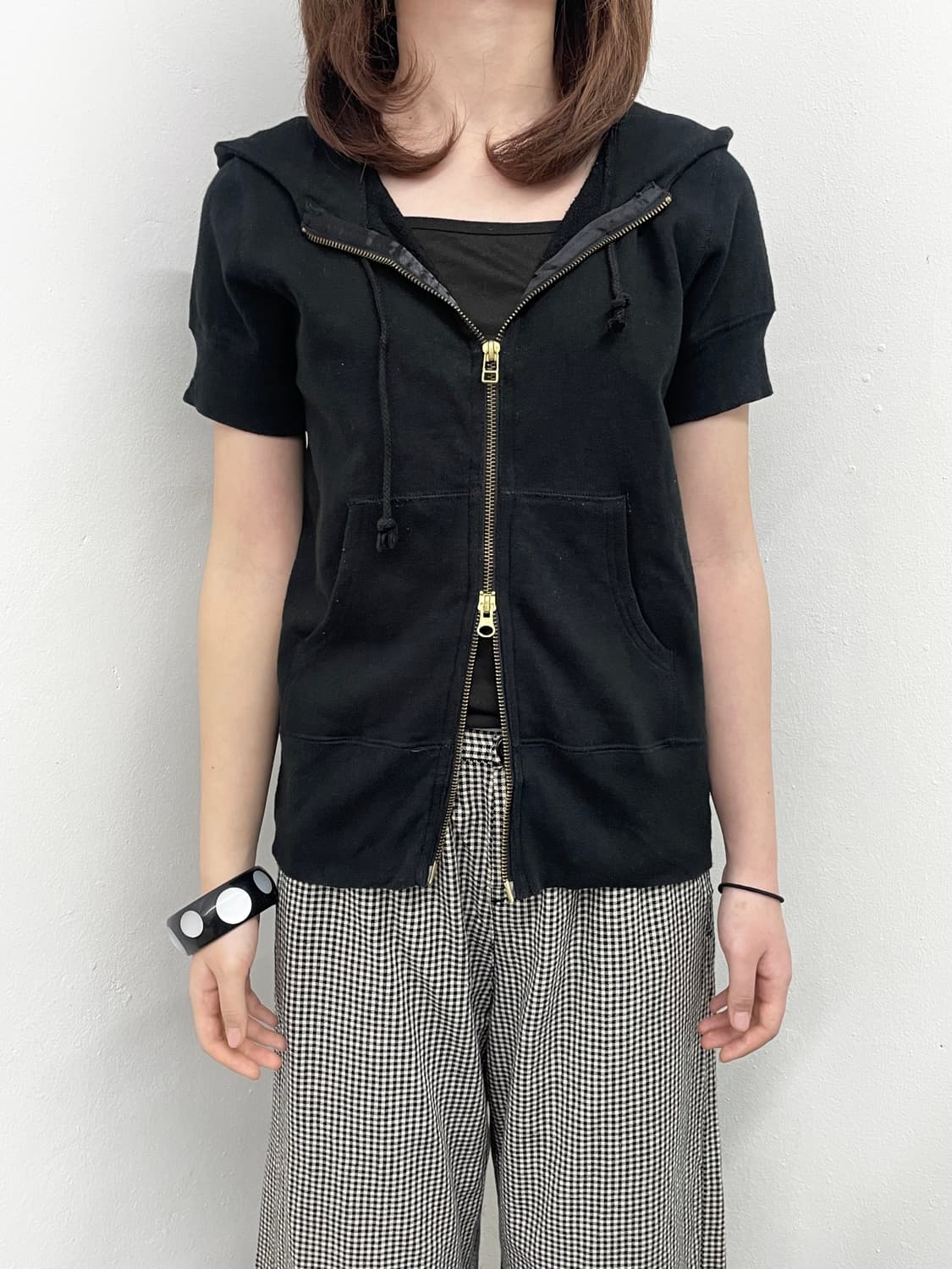 블랙 투웨이 하프 후드집업 상품이미지2