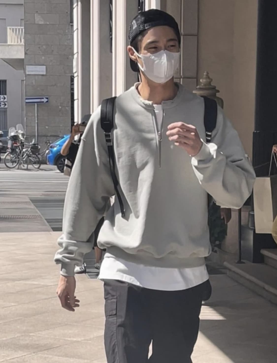 렉토 RAW EDGE COLLAR STAND HALF ZIP-UP 멜란지 상품이미지1