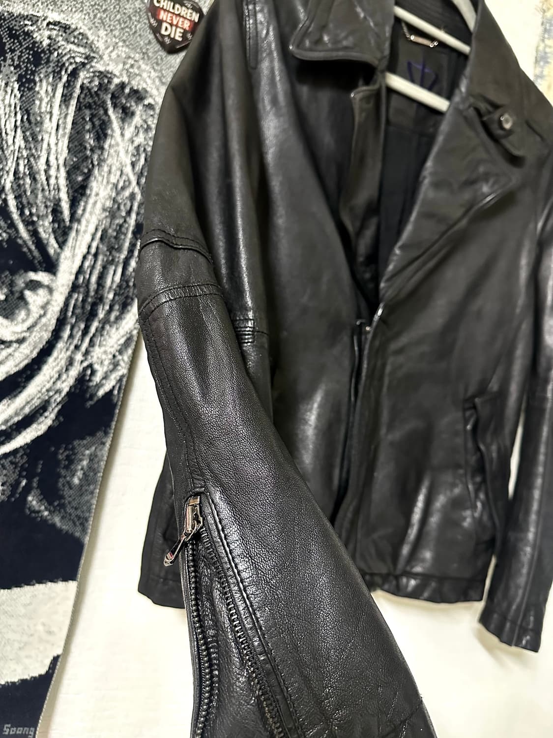 Goatskin Structured Lapel Leather Jacket 상품이미지2